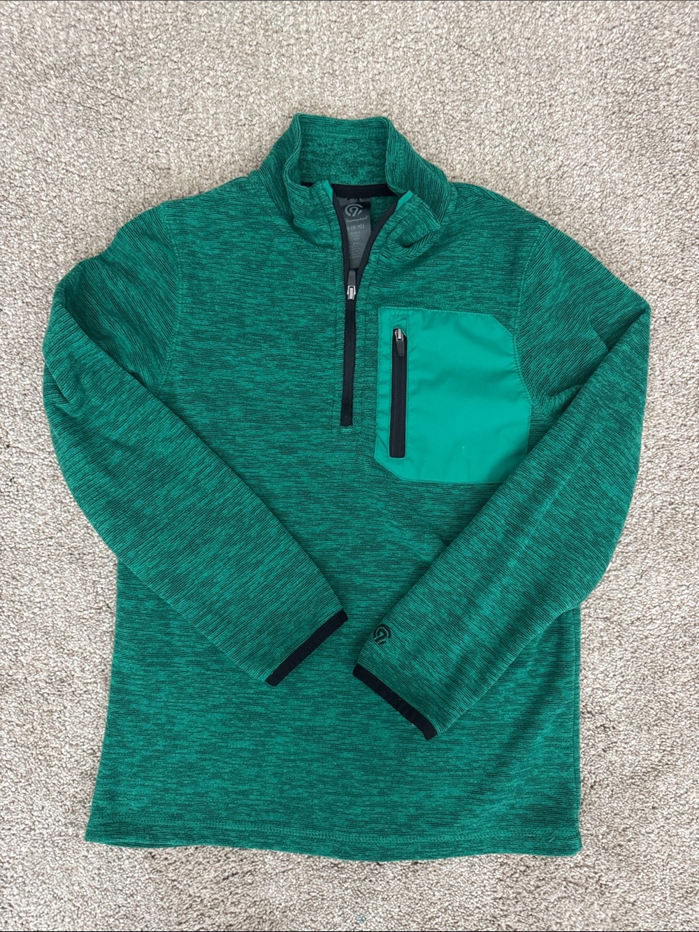 Champion Green Heathered Quarter-Zip Pullover with Teal Chest Pocket